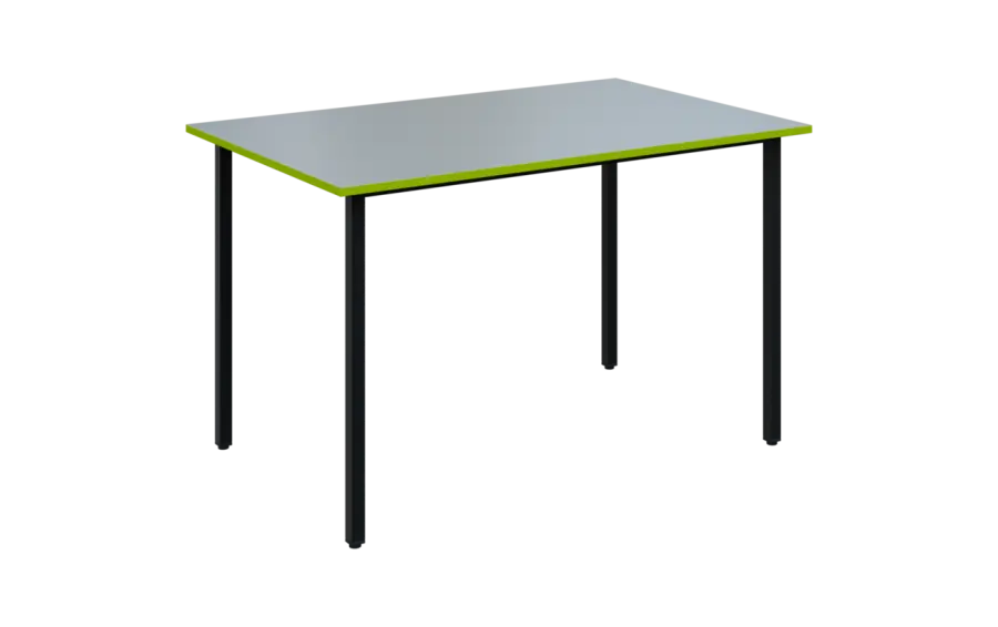 JSB 120N Jídelní stůl 1200 x 800 mm, deska šedá s hranou jarní zeleň / podnož černá